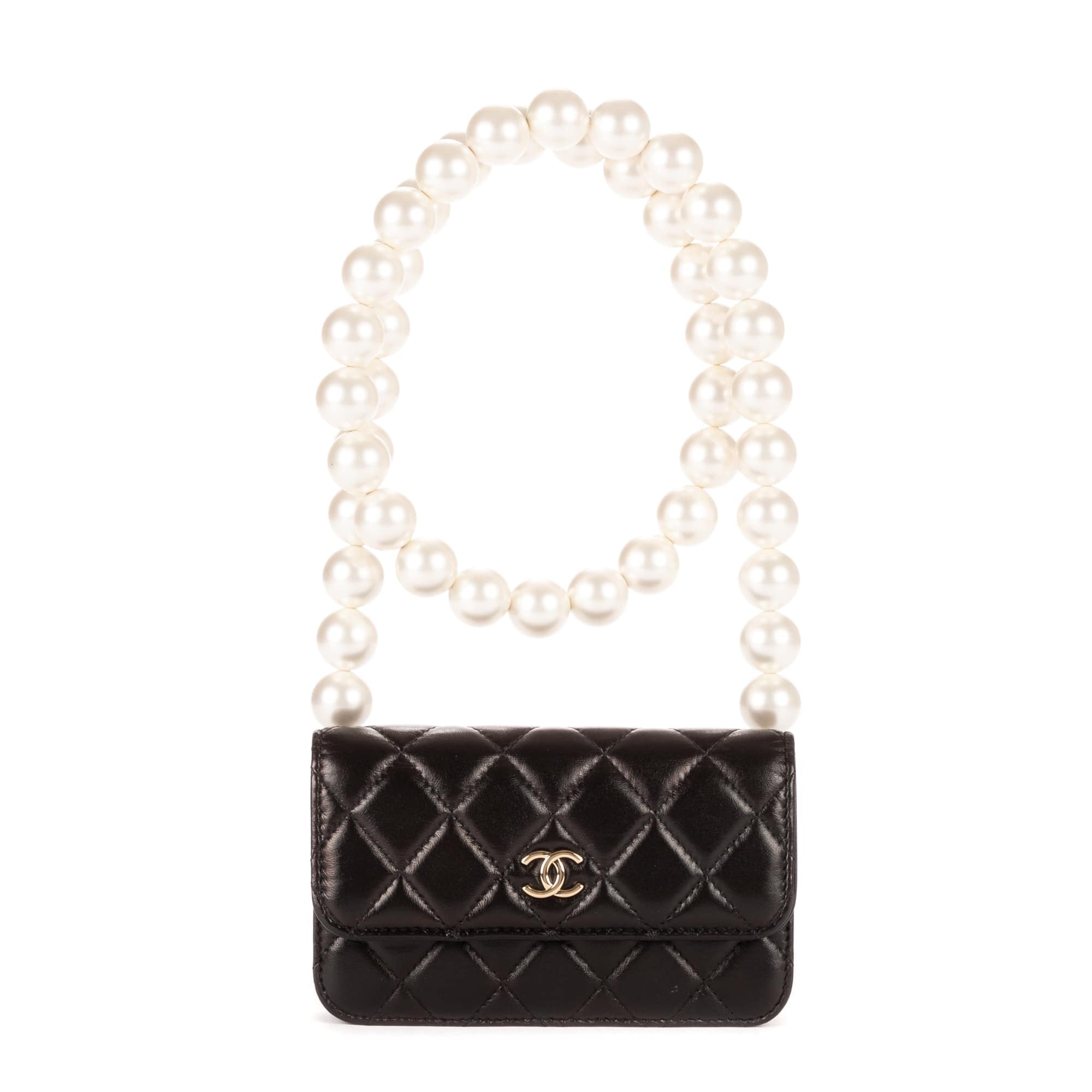 Chanel Chanel Black Calf Leather Maxi Pearls WOC EAH0648