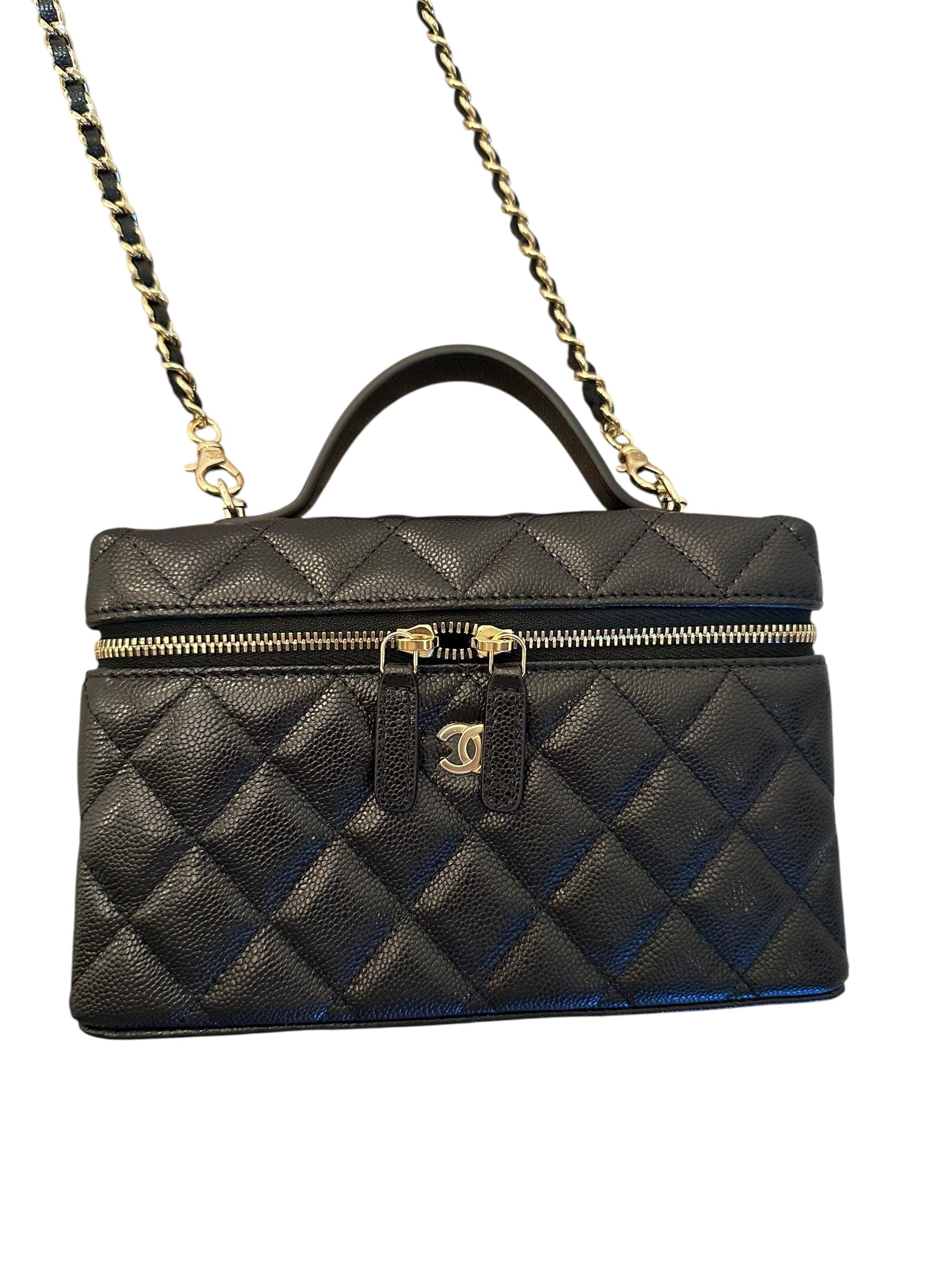Chanel Chanel Black Caviar Top Handle Vanity Bag