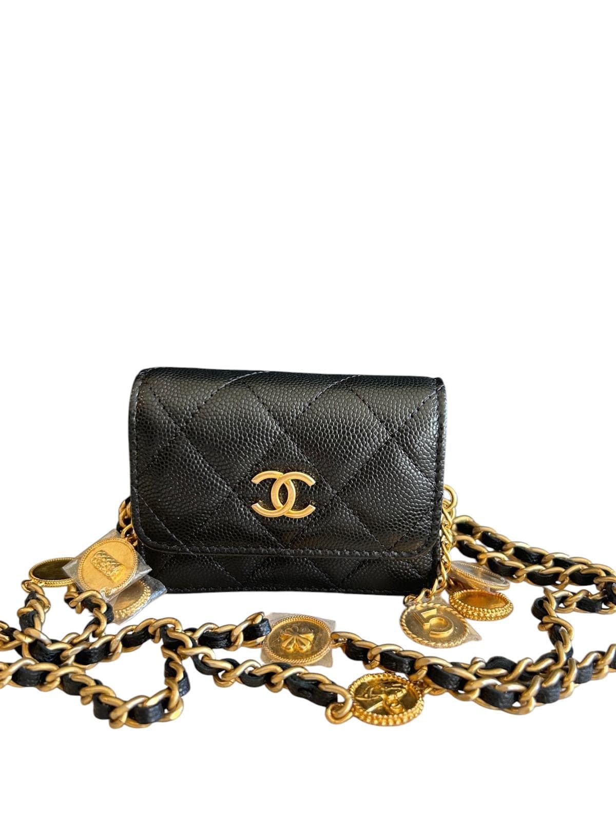 Chanel Chanel Black Chanel Micro Mini Black Caviar with Charms on Chain