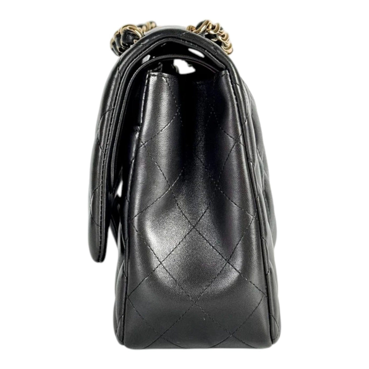 Chanel Chanel Black Classic Flap Jumbo Bag with Gold Hardware - Full Set