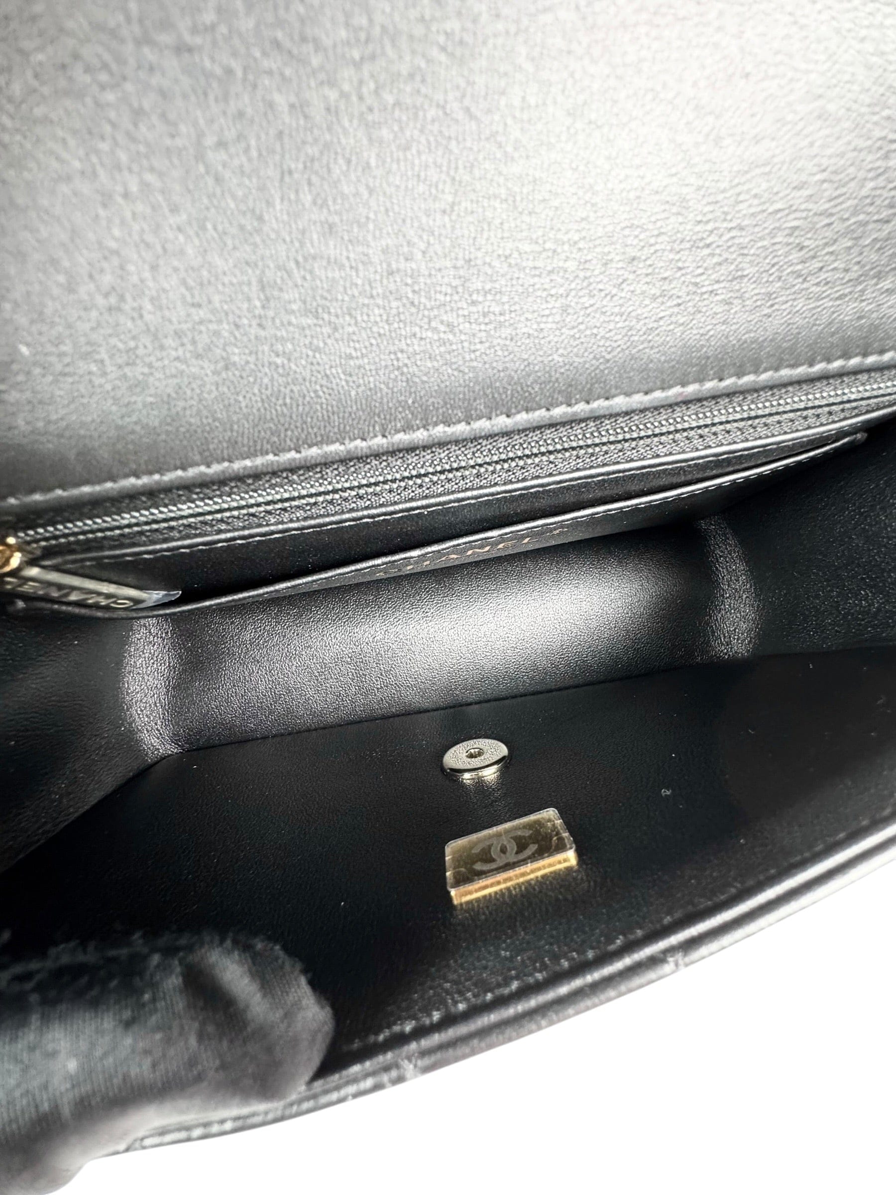 Chanel Chanel Black Classic Flap Mini Bag with Handle - Full Set