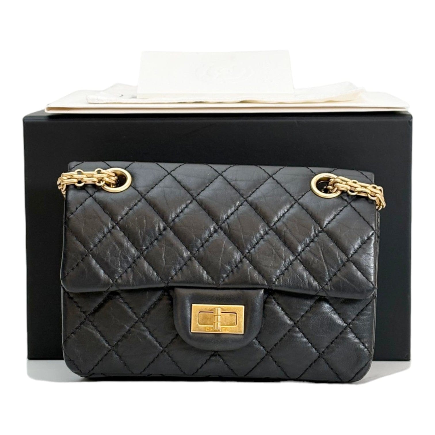 Chanel Chanel Black Mini Reissue Bag with Gold Harware - Full Set