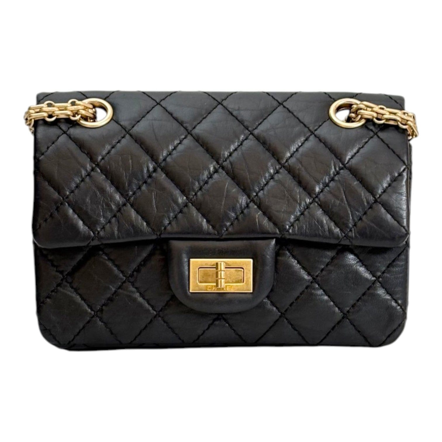 Chanel Chanel Black Mini Reissue Bag with Gold Harware - Full Set