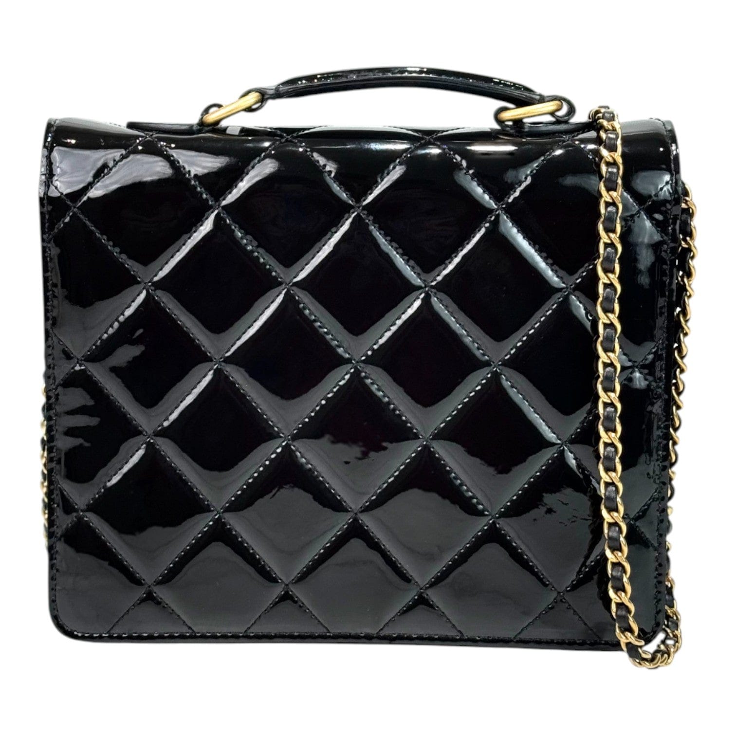 Chanel Chanel Black Patent Top Handle Bag