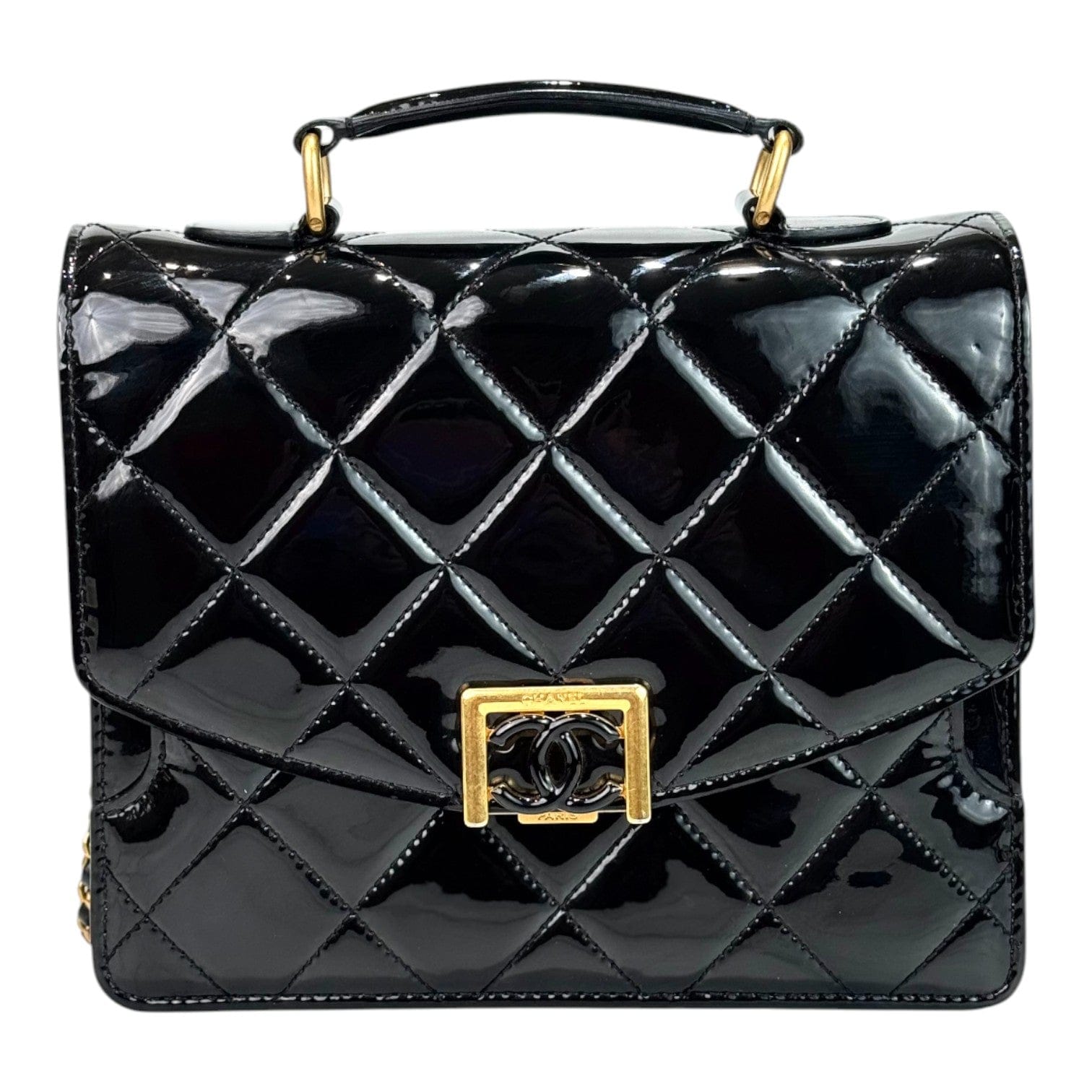 Chanel Chanel Black Patent Top Handle Bag