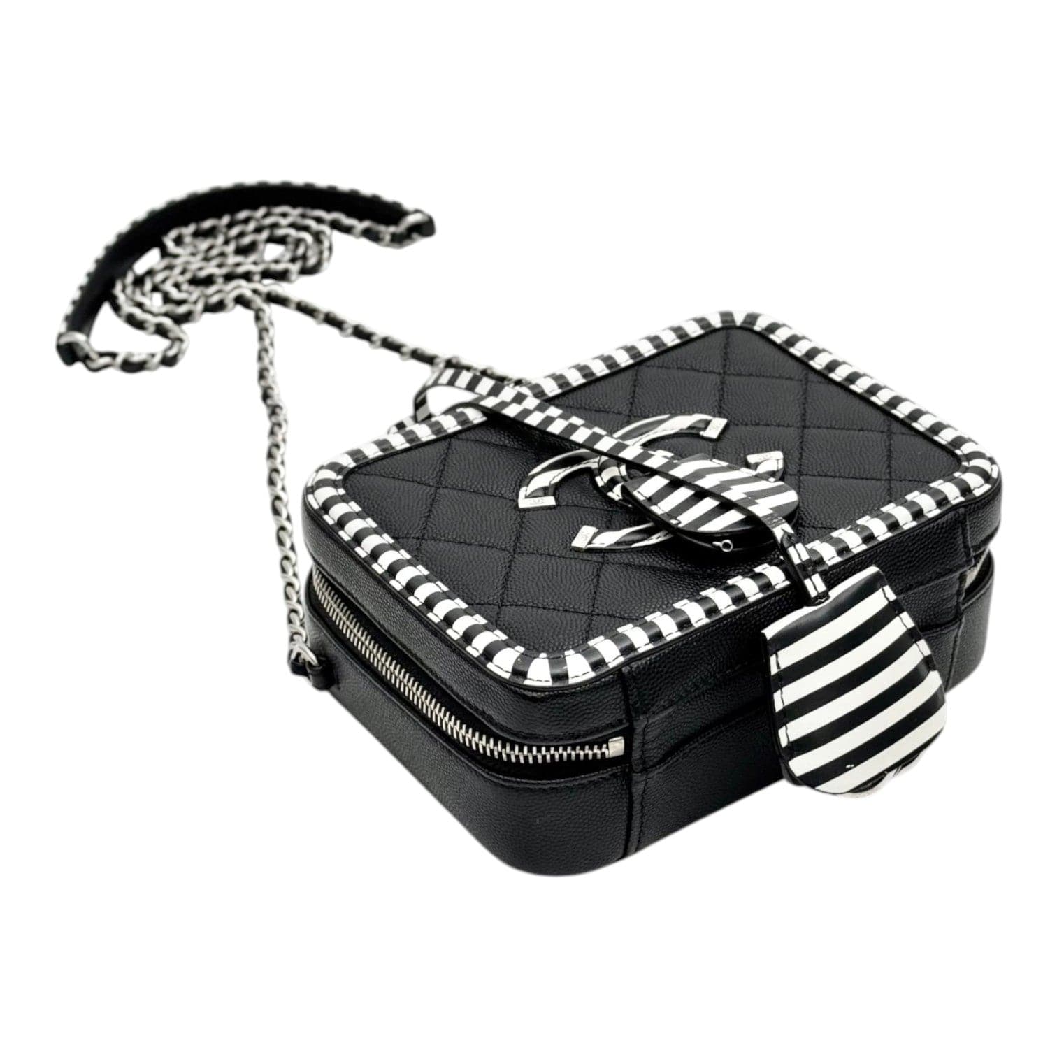 Chanel Chanel Black with Black and White Trim Vanity Box Bag