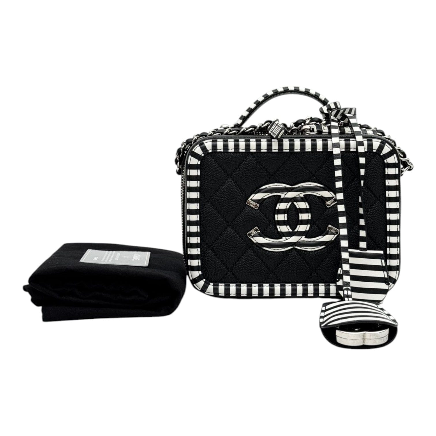 Chanel Chanel Black with Black and White Trim Vanity Box Bag