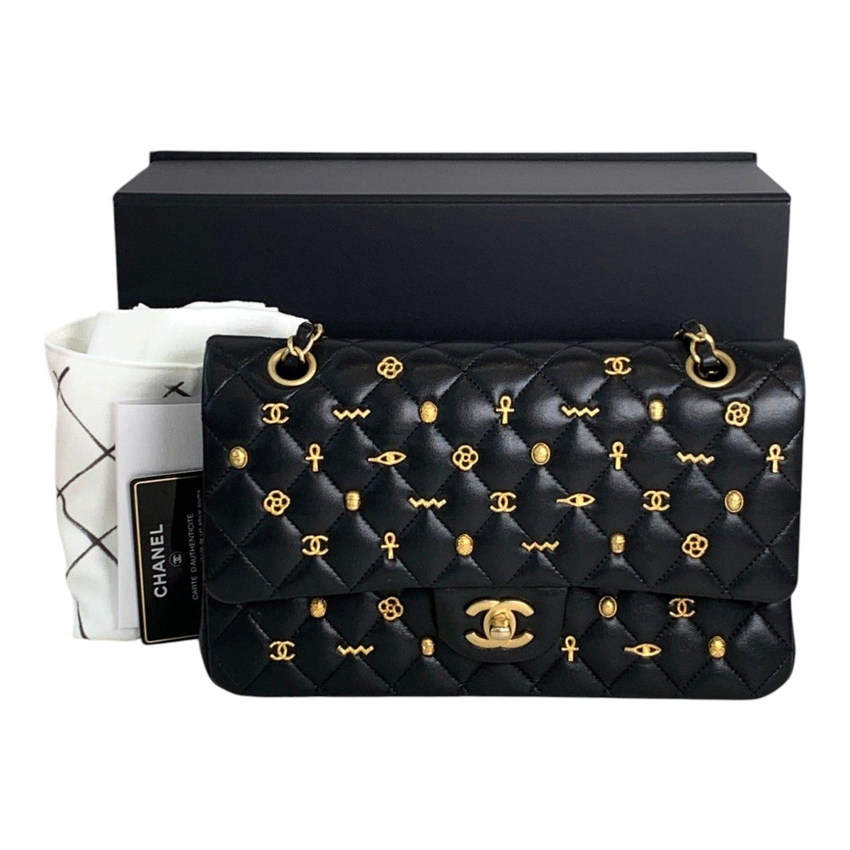 Chanel Chanel Classic Flap Black Medium Bag with Charms