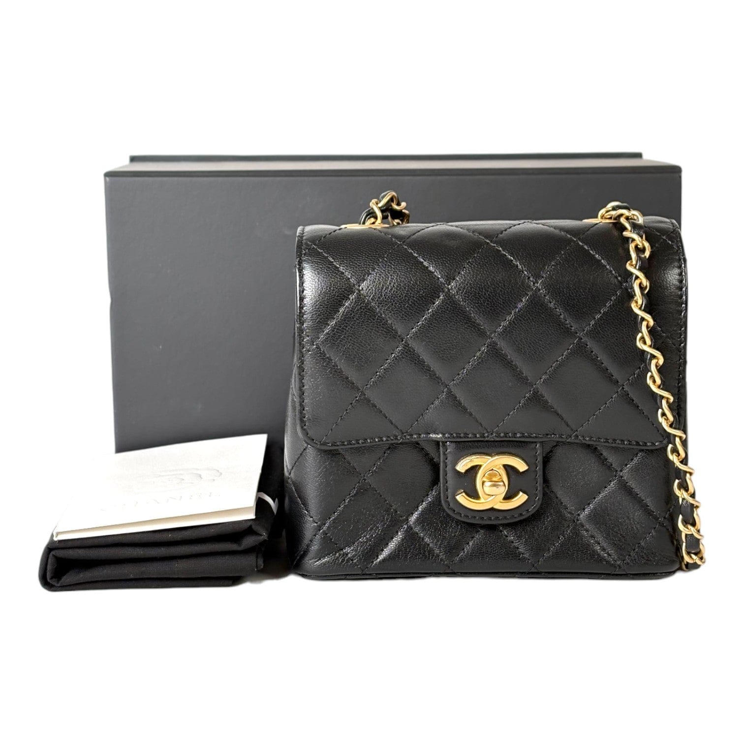 Chanel Chanel Classic Flap Mini Square Calfskin Black with Gold Hardware