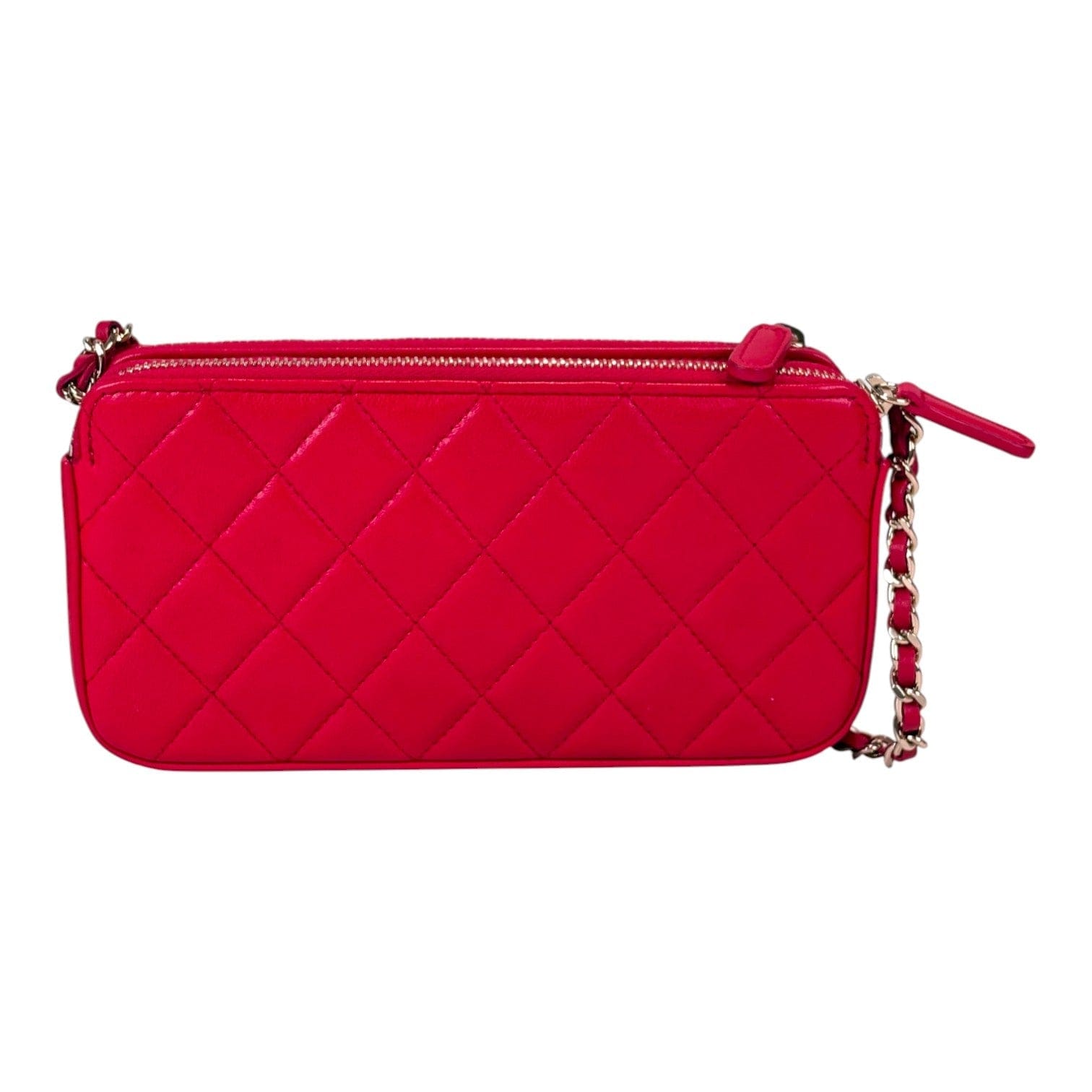 Chanel Chanel Clutch With Attachable Chain Bag Red Lambskin with Charms