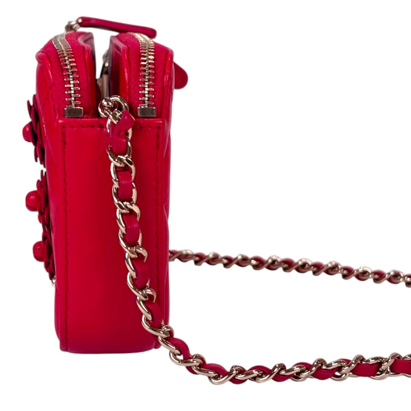 Chanel Chanel Clutch With Attachable Chain Bag Red Lambskin with Charms