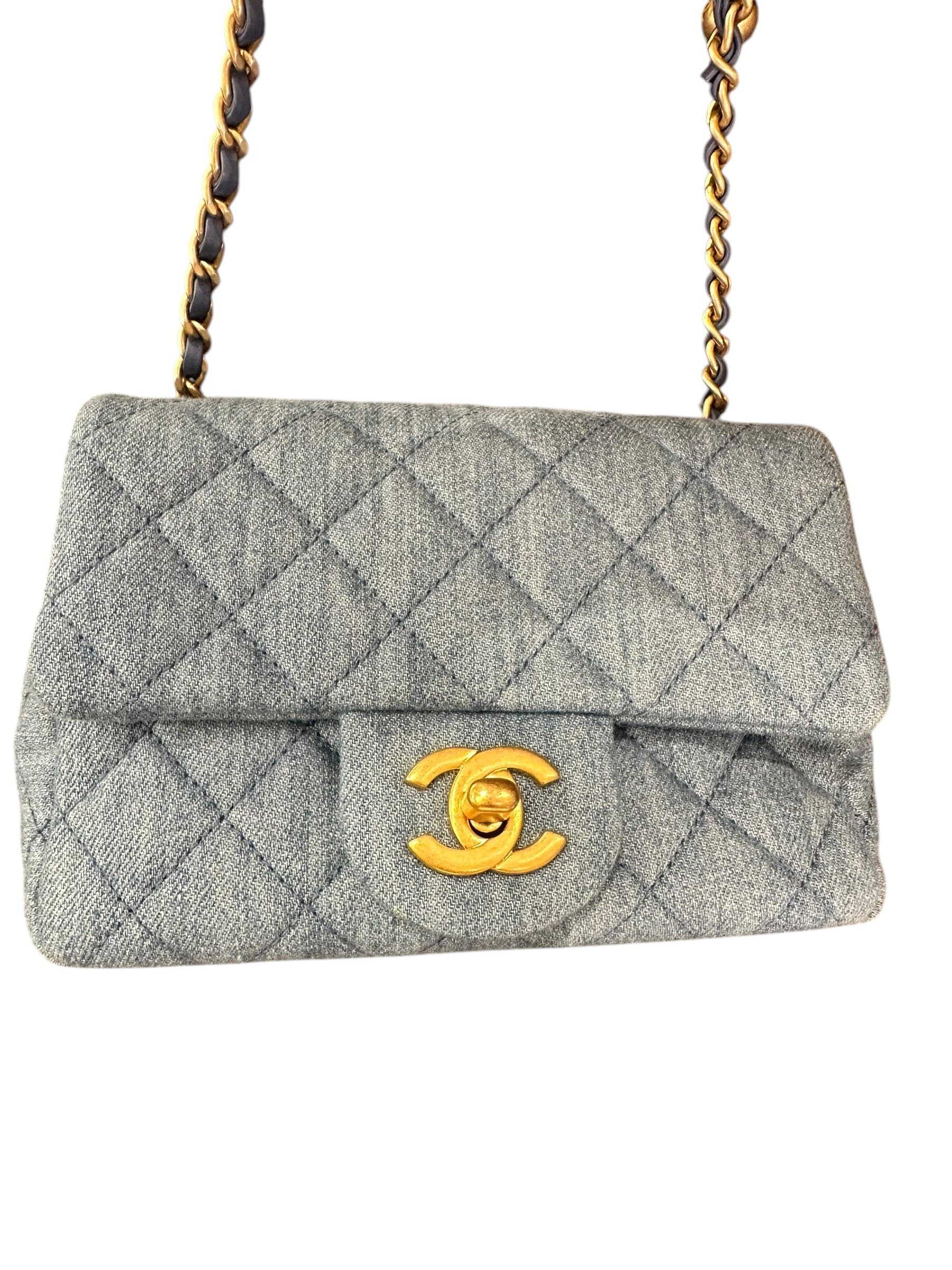 Chanel Chanel Denim Mini Classic Flap with Coco Crush with GHW