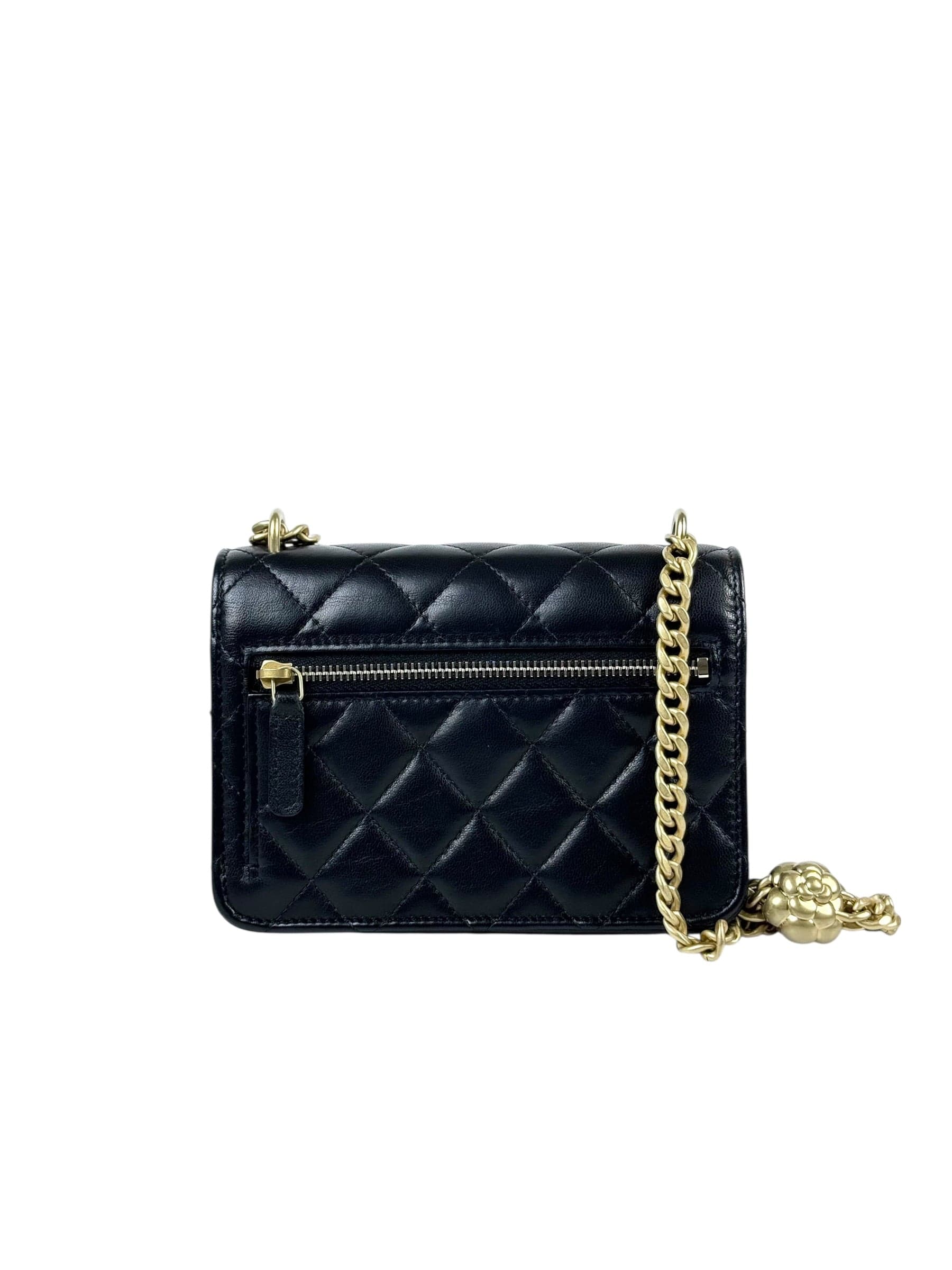 Chanel Chanel Flap WOC Camellia Pearl Crush Black Bag