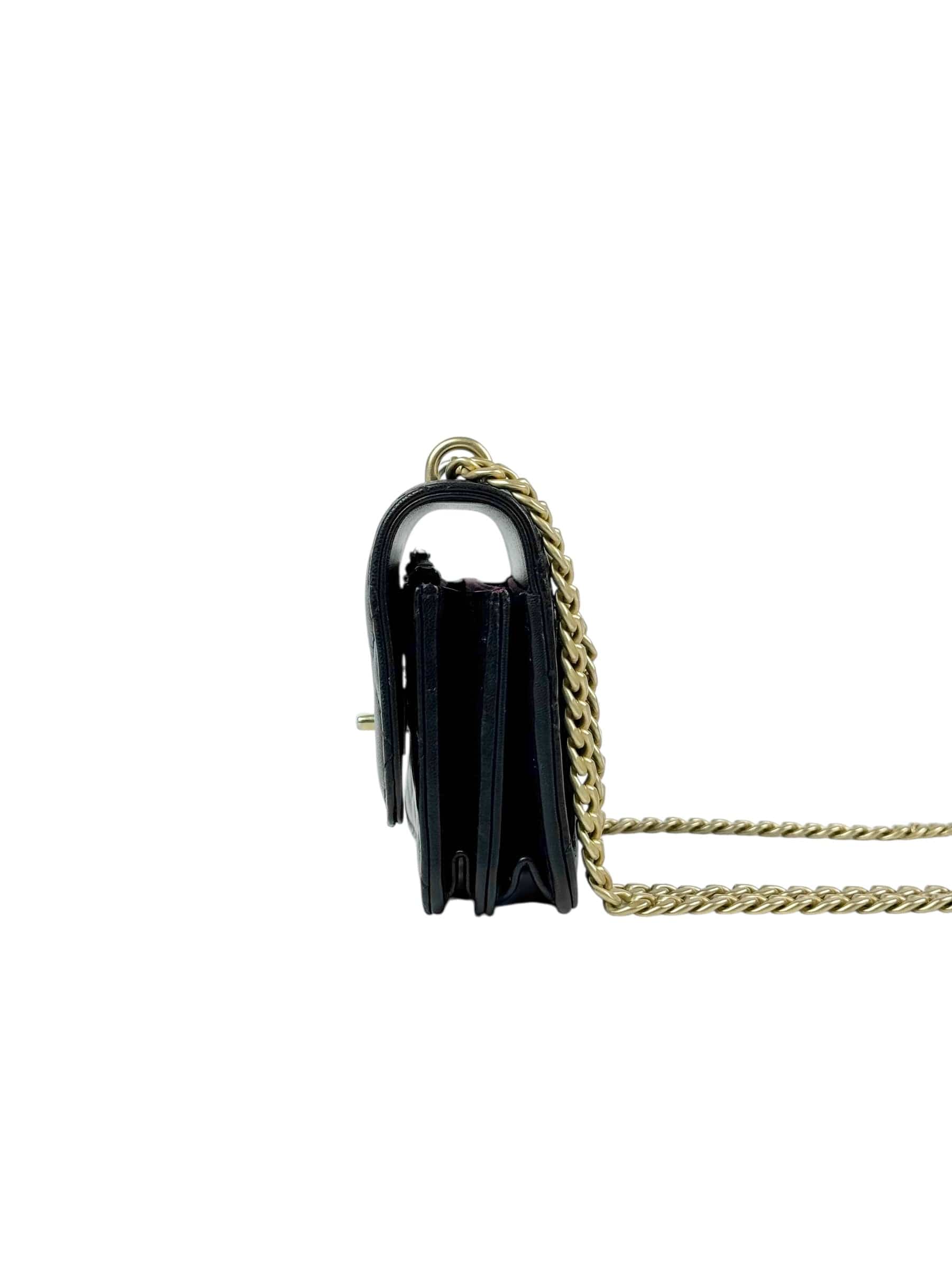 Chanel Chanel Flap WOC Camellia Pearl Crush Black Bag