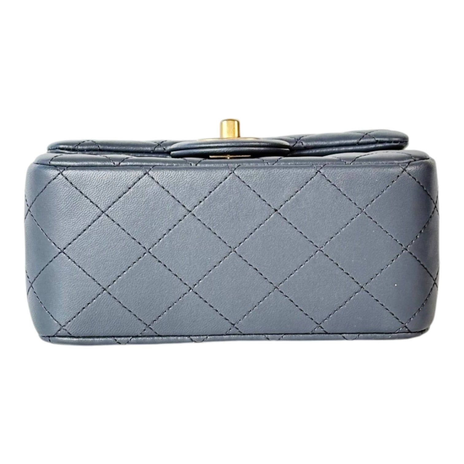 Chanel Chanel Grey Pearl Crush Mini Square Classic Flap in Lambskin - Full Set