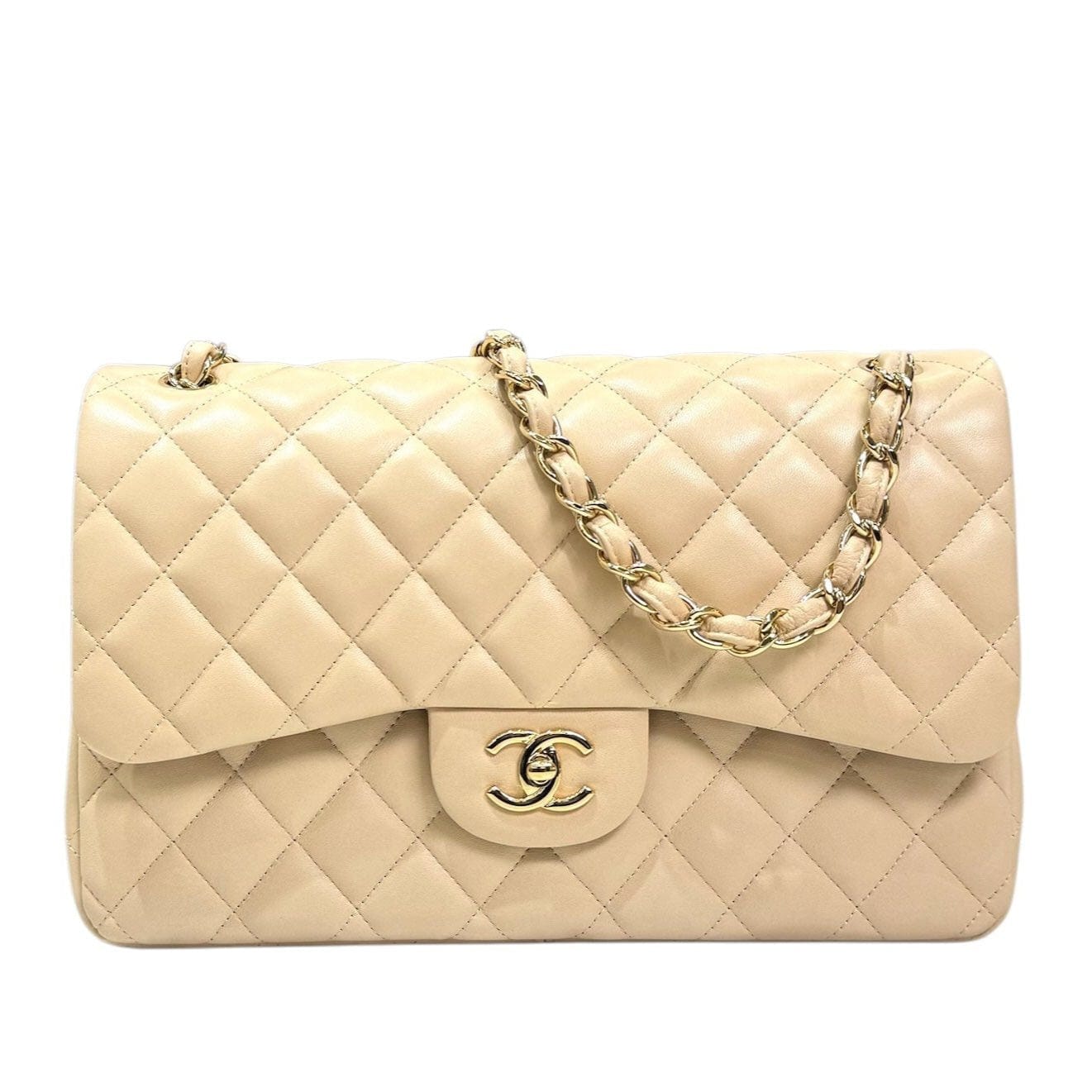 Chanel CHANEL JUMBO BEIGE CLASSIC FLAP BAG 122419A08