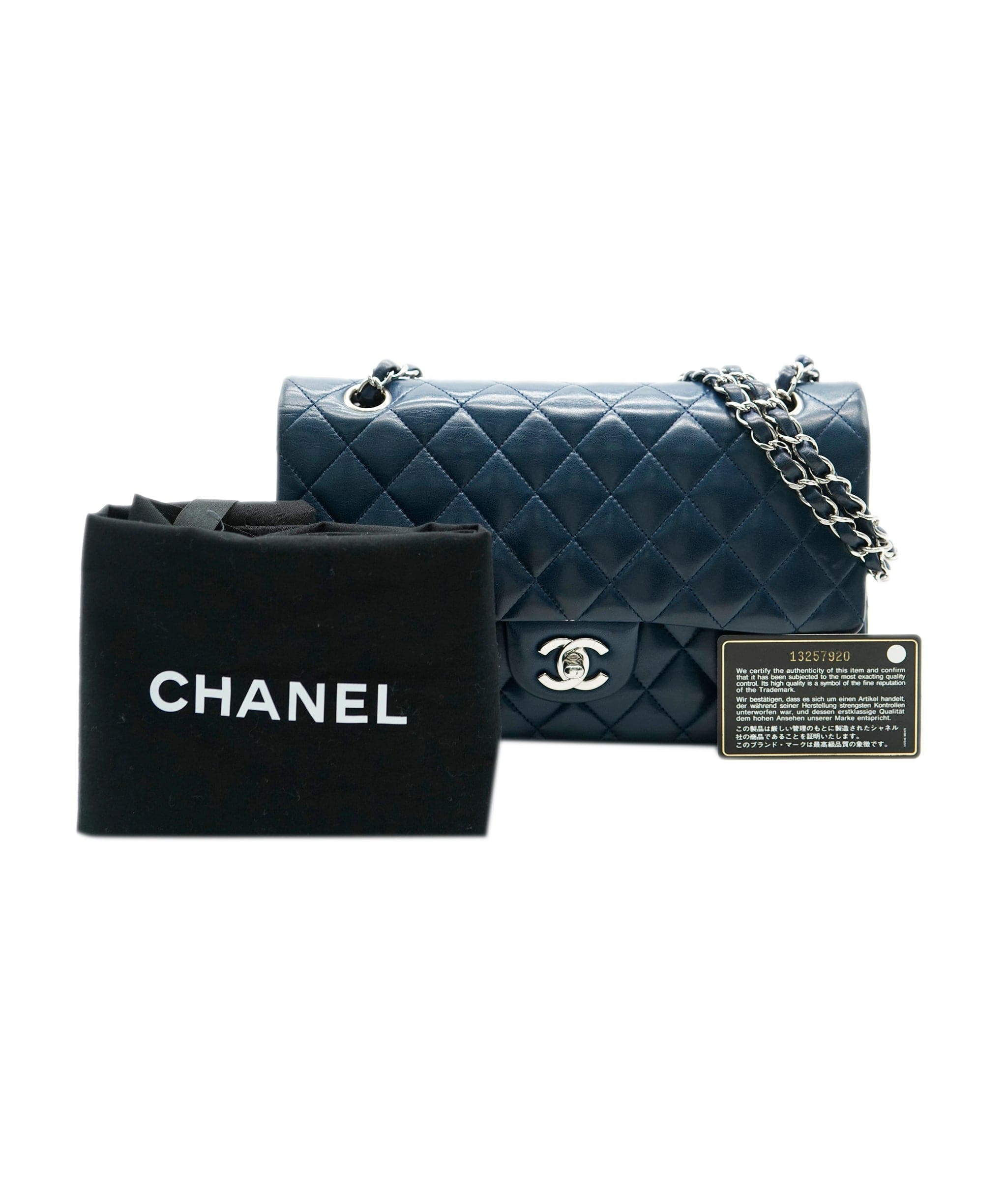 Chanel Chanel Lambskin Navy Medium Classic Flap with SHW