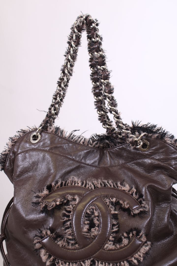 Chanel Chanel Leather tweed bon bon tote Brown large