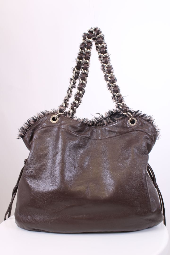 Chanel Chanel Leather tweed bon bon tote Brown large