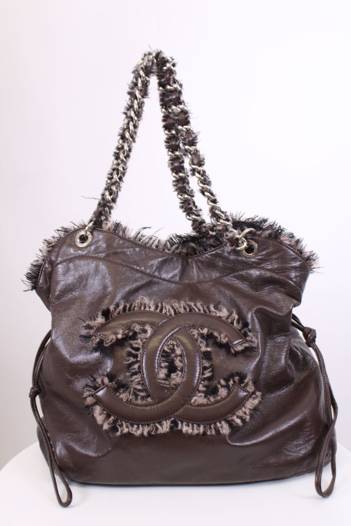 Chanel Chanel Leather tweed bon bon tote Brown large