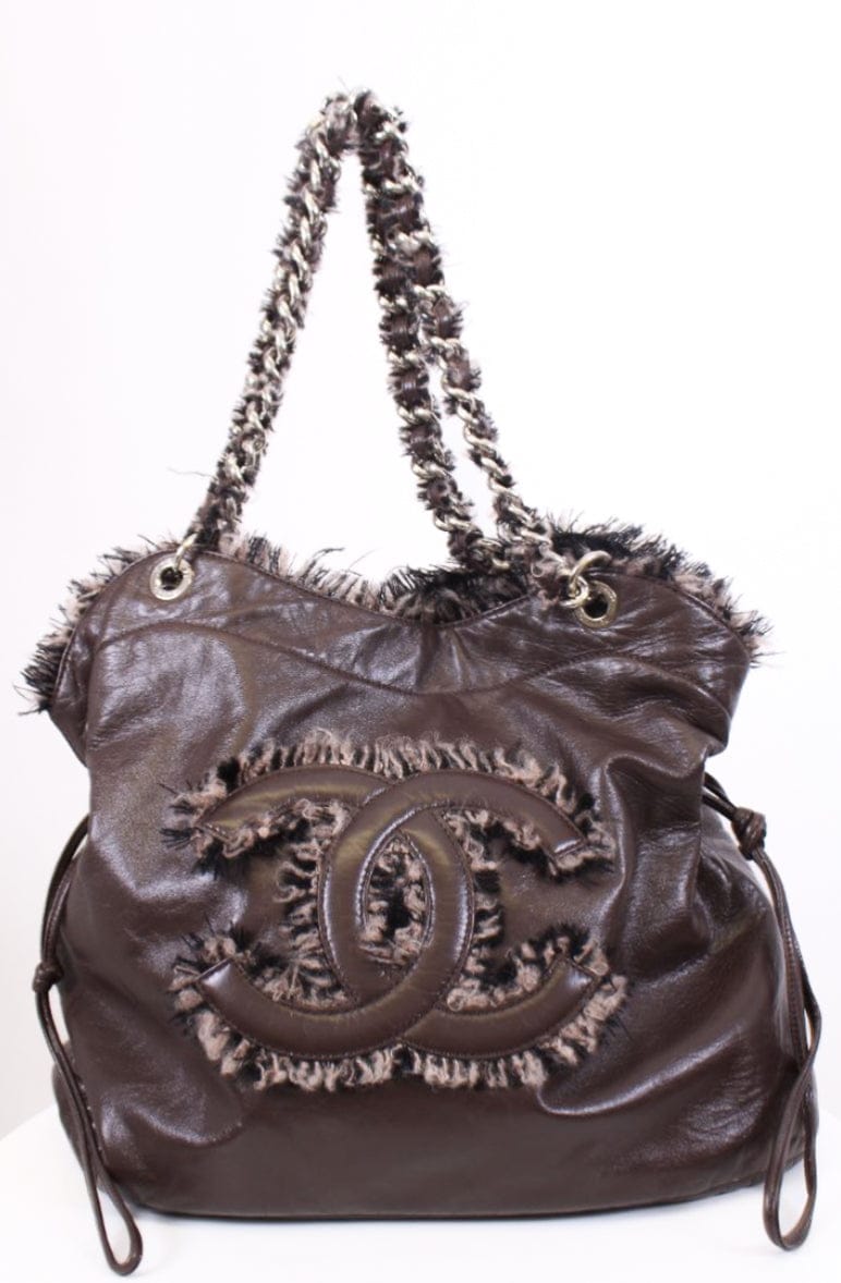 Chanel Chanel Leather tweed bon bon tote Brown large