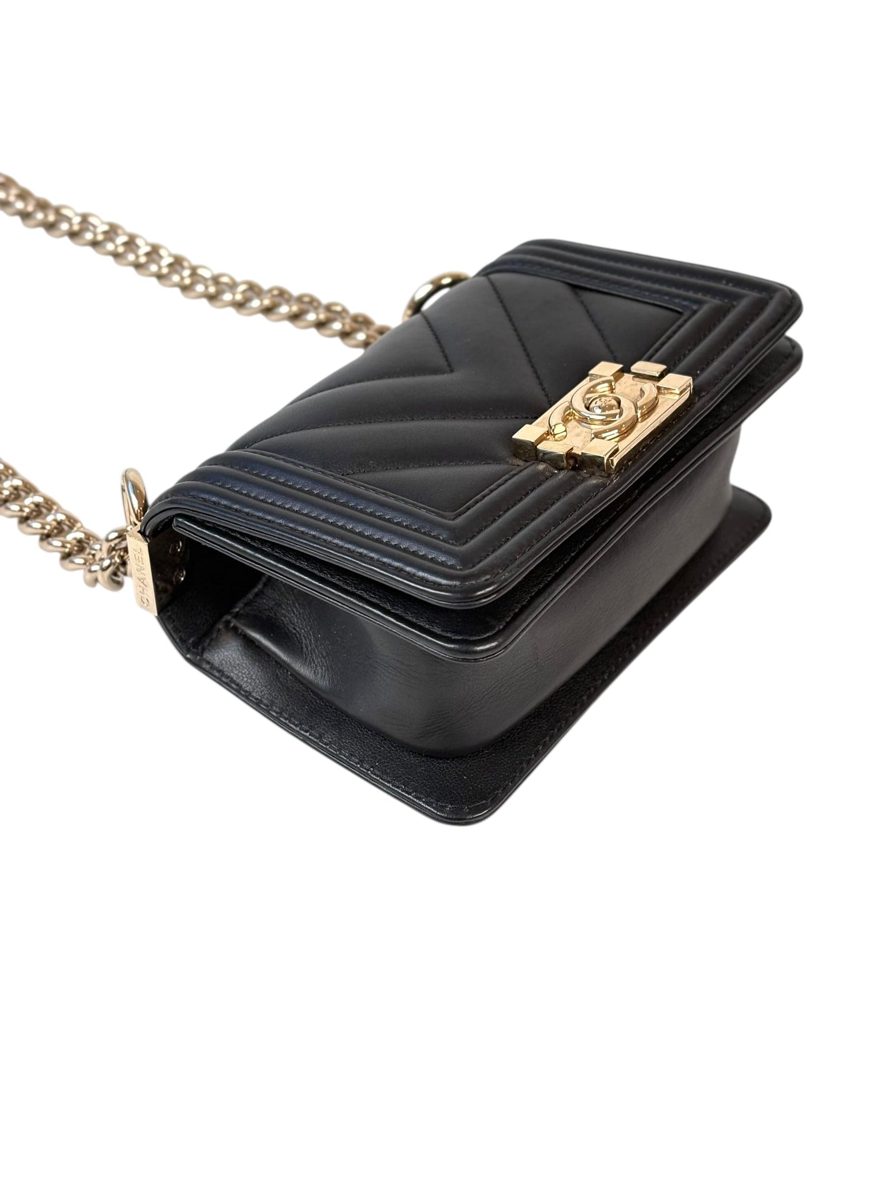 Chanel Chanel Leboy Mini Bag Black with Chevron Stitching