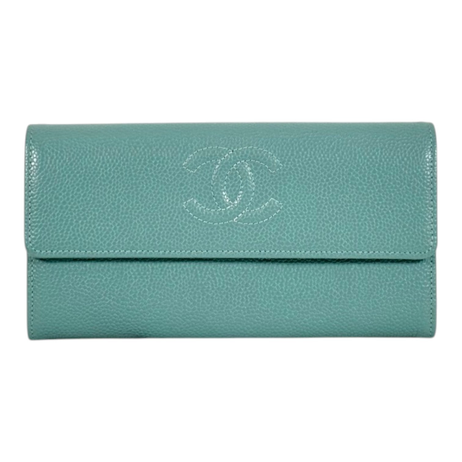 Chanel Chanel Long Green Wallet with Self Logo