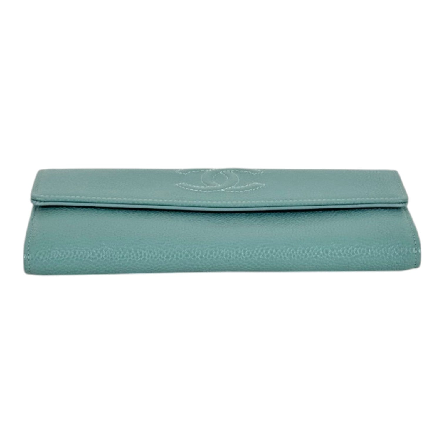 Chanel Chanel Long Green Wallet with Self Logo