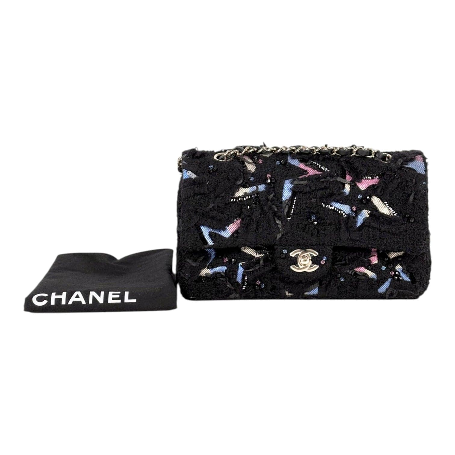 Chanel Chanel Medium Black Classic Flap in Tweed