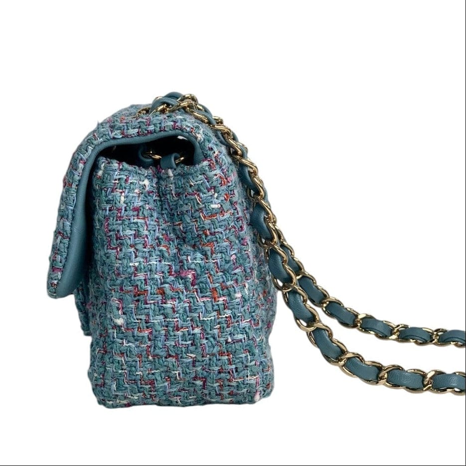 Chanel Chanel Mini Blue Tweed Classic Flap Bag