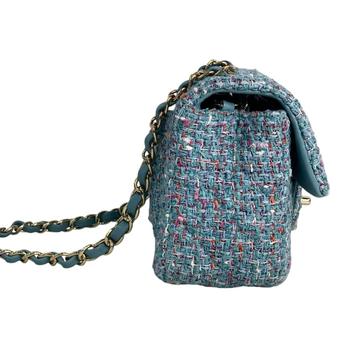 Chanel Chanel Mini Blue Tweed Classic Flap Bag