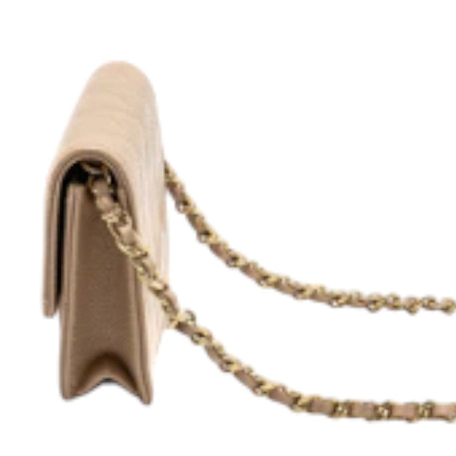 Chanel Chanel Mini Flap Clutch With Chain Caviar Dark Beige LGHW (Microchip)