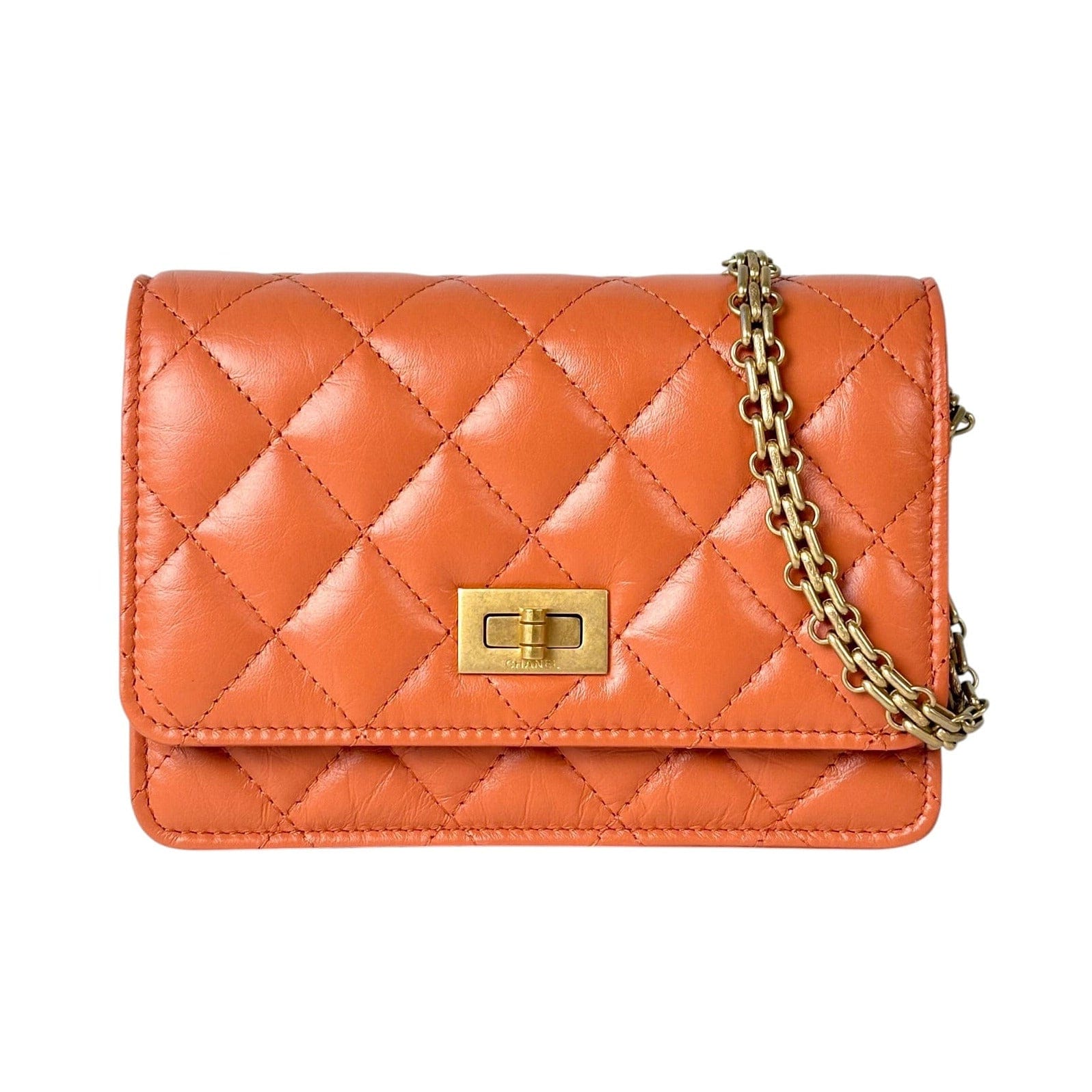 Chanel Chanel Orange Reissue Clutch with Gold Hardware