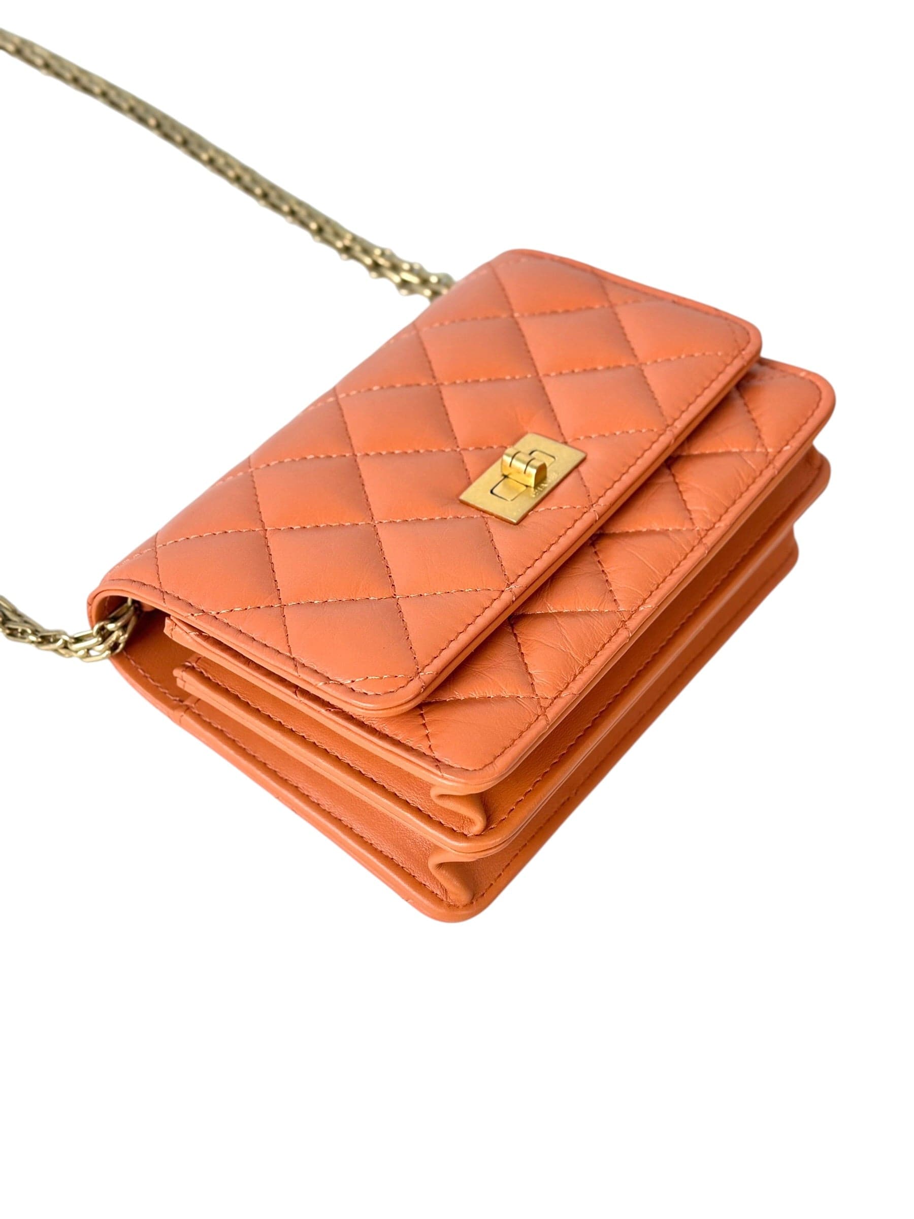 Chanel Chanel Orange Reissue Clutch with Gold Hardware