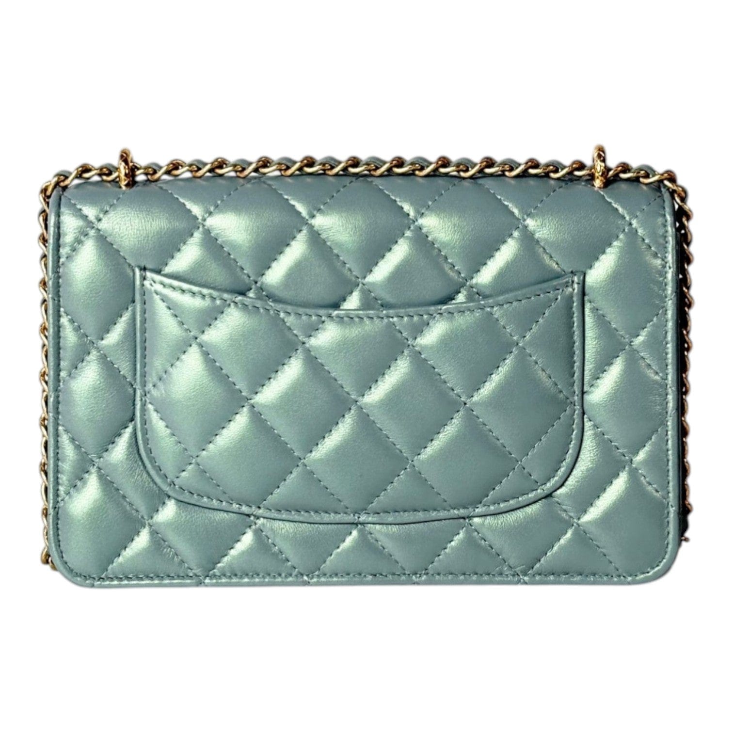 Chanel Chanel Pearl Light Green Quilted Leather Wallet on Chain