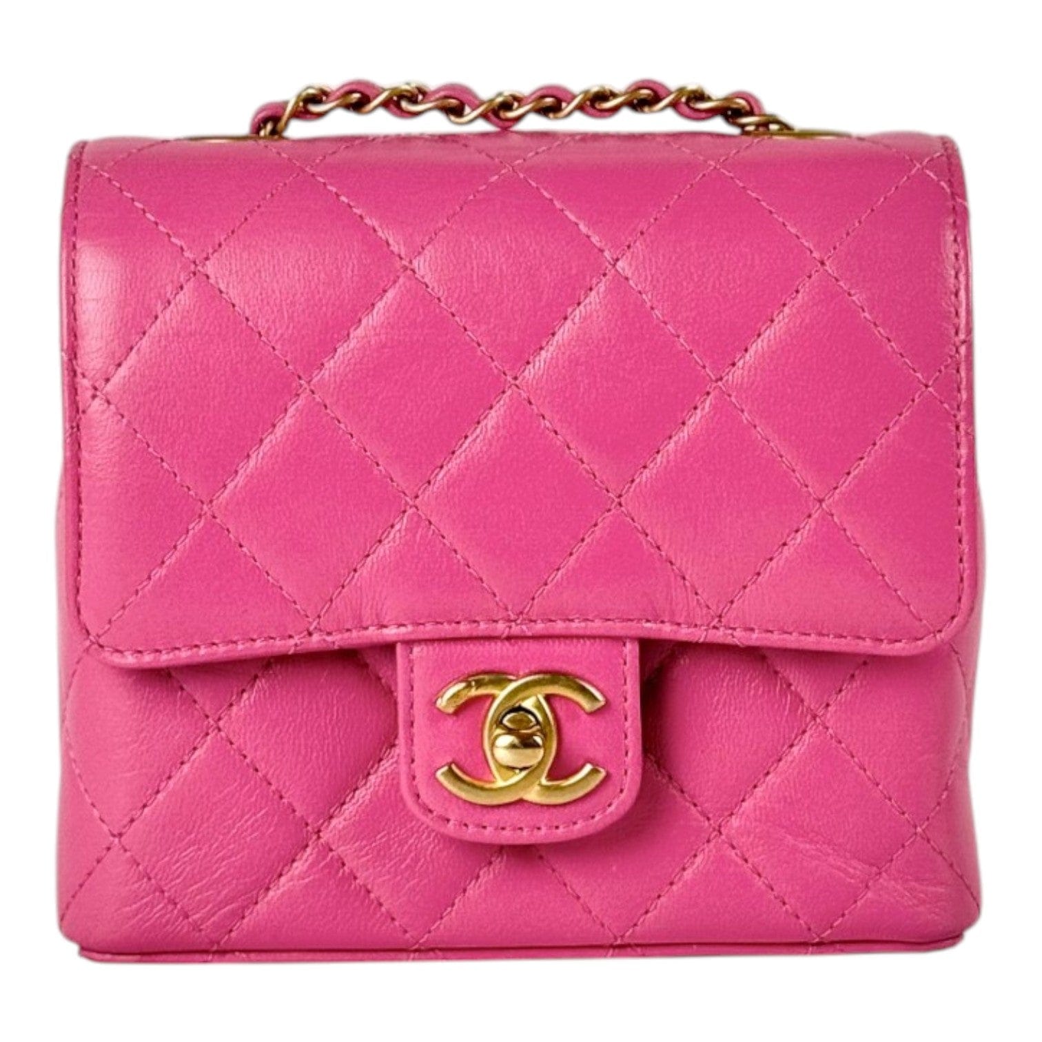 Chanel Chanel Pink Square Classic Flap Mini Bag with GHW