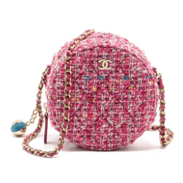 Chanel Chanel Round Clutch with Chain Tweed Pink/Multicolour LGHW