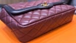 Chanel Chanel Single Flap In Lambskin Black/Burgundy Ghw