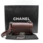 Chanel Chanel Small Chevron Leboy In Lambskin Burgundy Flap Bag PHW