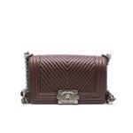 Chanel Chanel Small Chevron Leboy In Lambskin Burgundy Flap Bag PHW