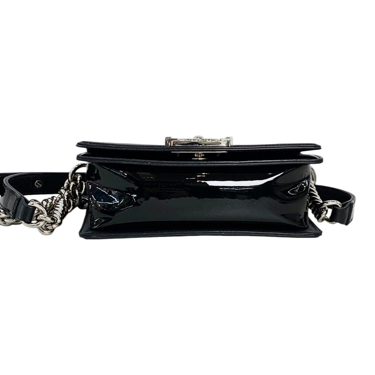 Chanel Chanel Small Chevron Sparkle Leboy Black Patent Bag