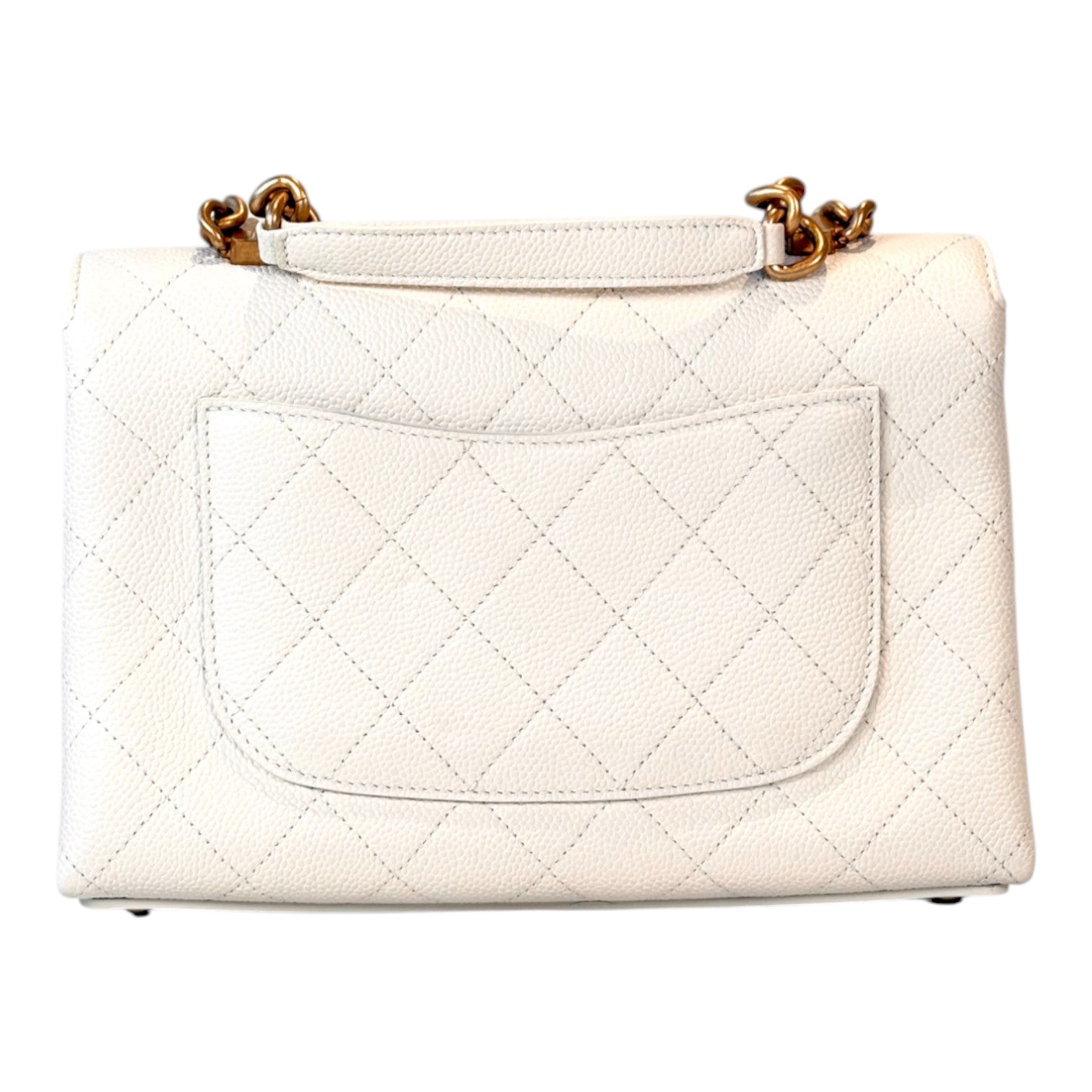 Chanel Chanel Top Handle with Turnlock in White Caviar