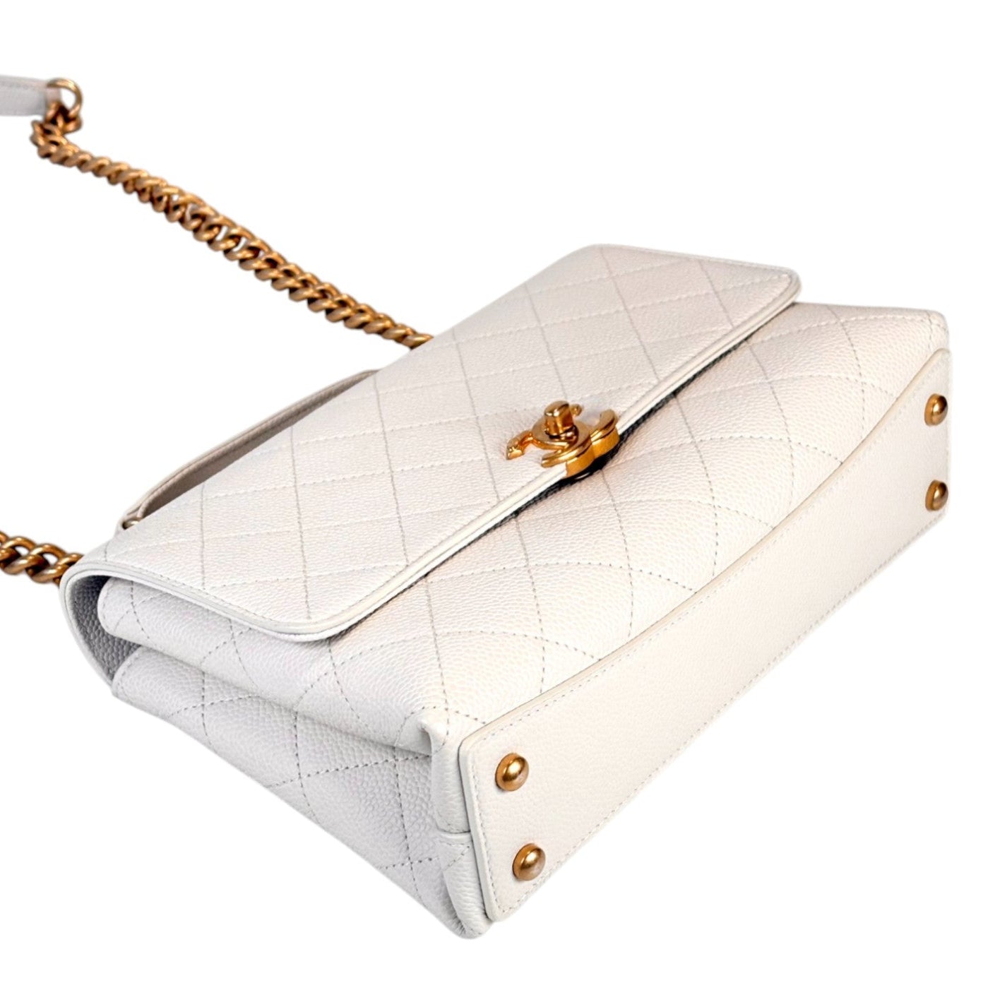 Chanel Chanel Top Handle with Turnlock in White Caviar