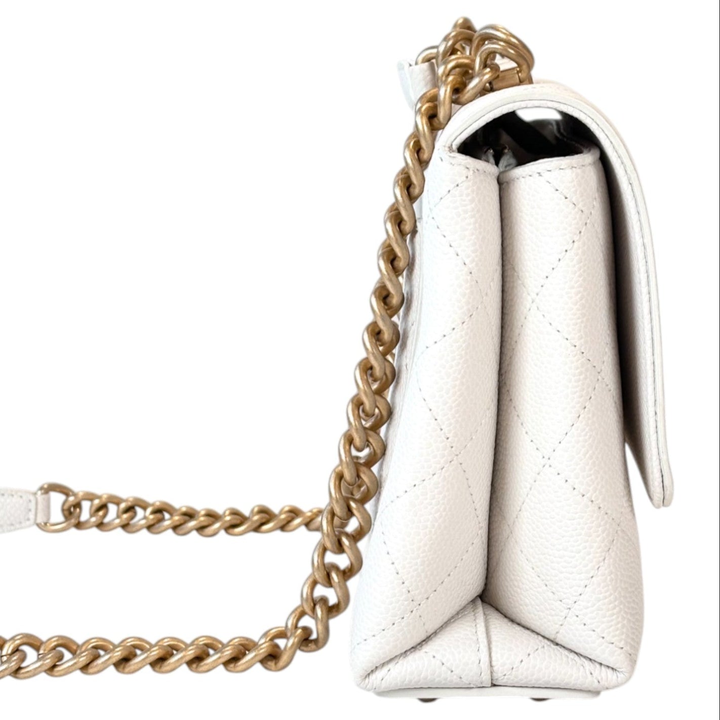 Chanel Chanel Top Handle with Turnlock in White Caviar