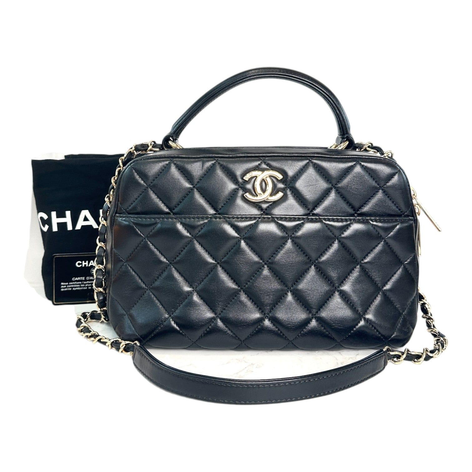 Chanel Chanel Trendy Top Handle & Crossbody Black Lambskin Bag