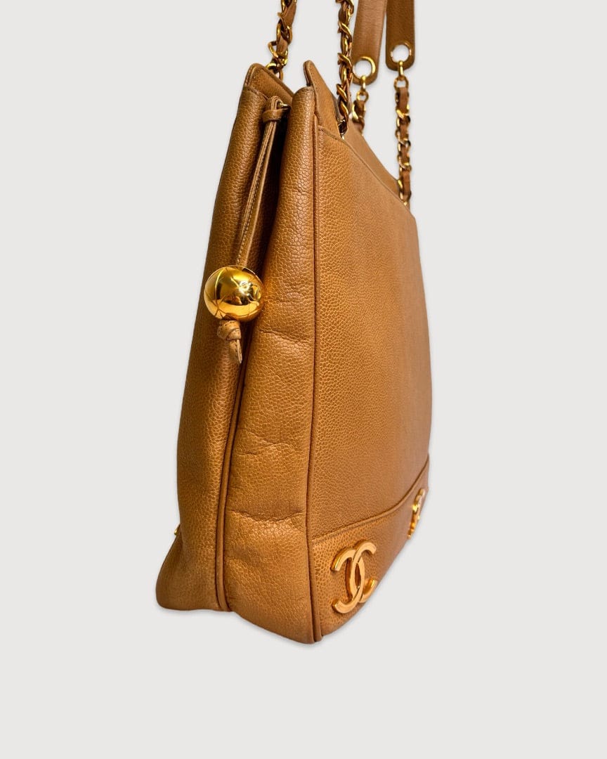 Chanel Tan Chanel Triple Coco Ball Chain