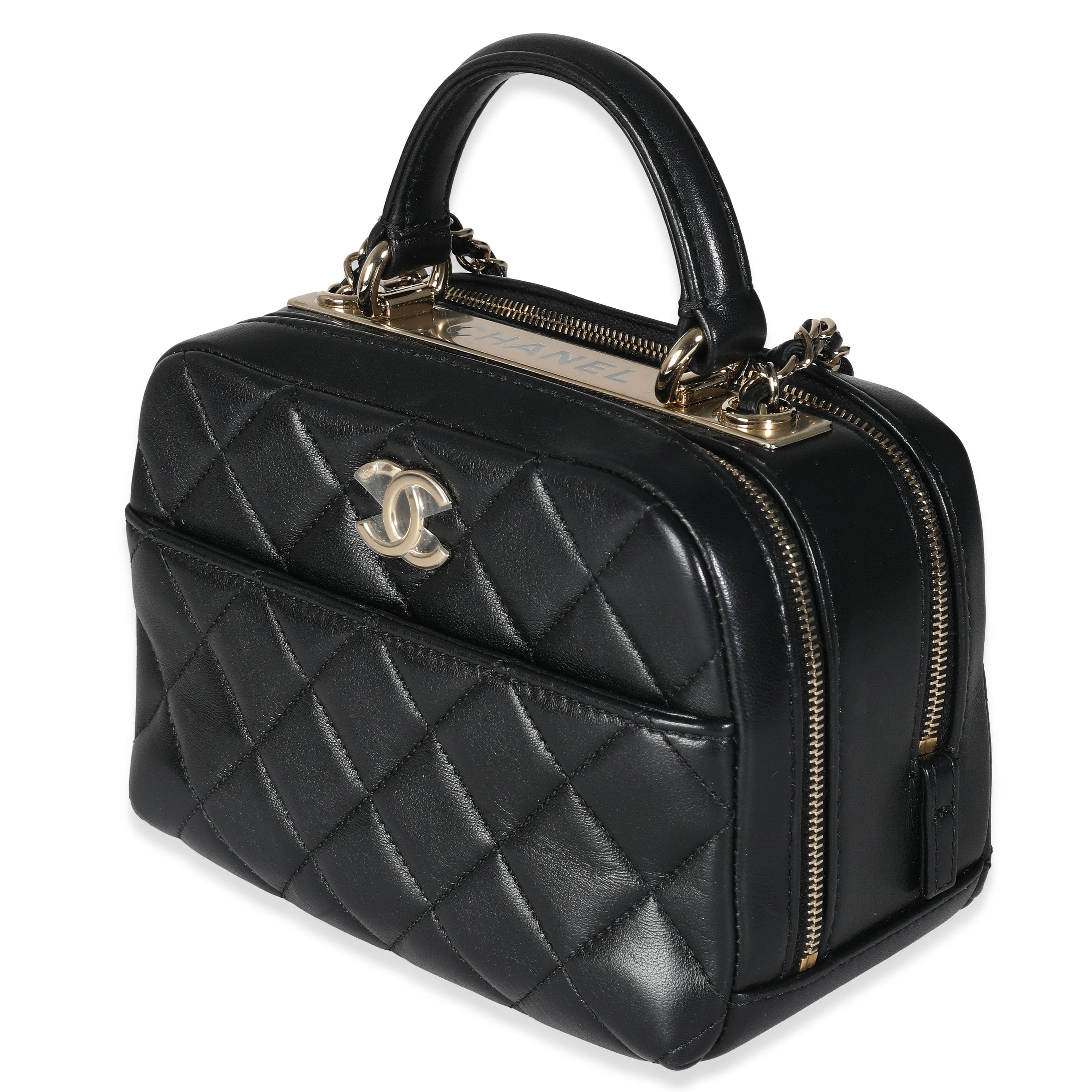 Chanel 20P Black Quilted Lambskin Mini Trendy CC Bowling Bag