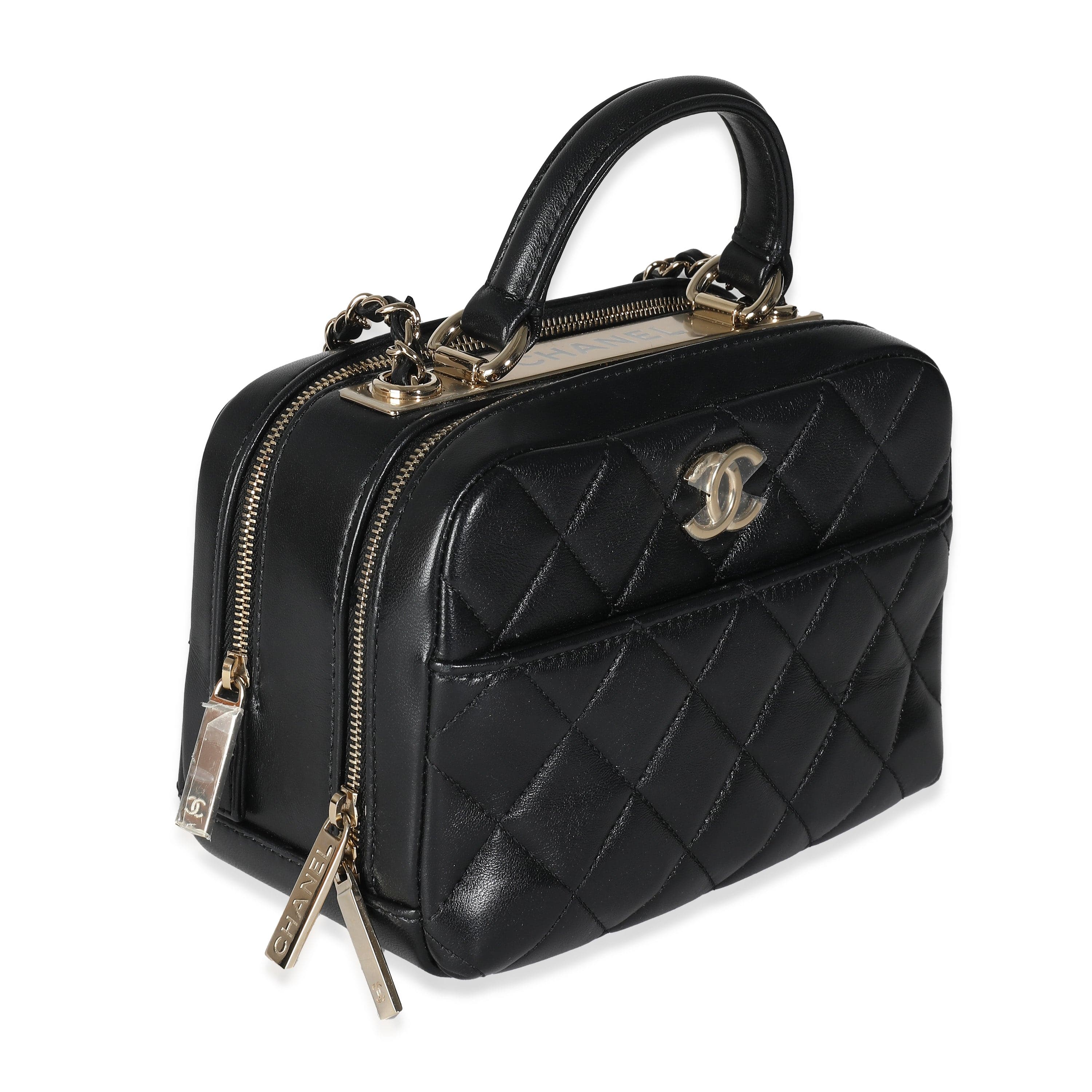 Chanel 20P Black Quilted Lambskin Mini Trendy CC Bowling Bag