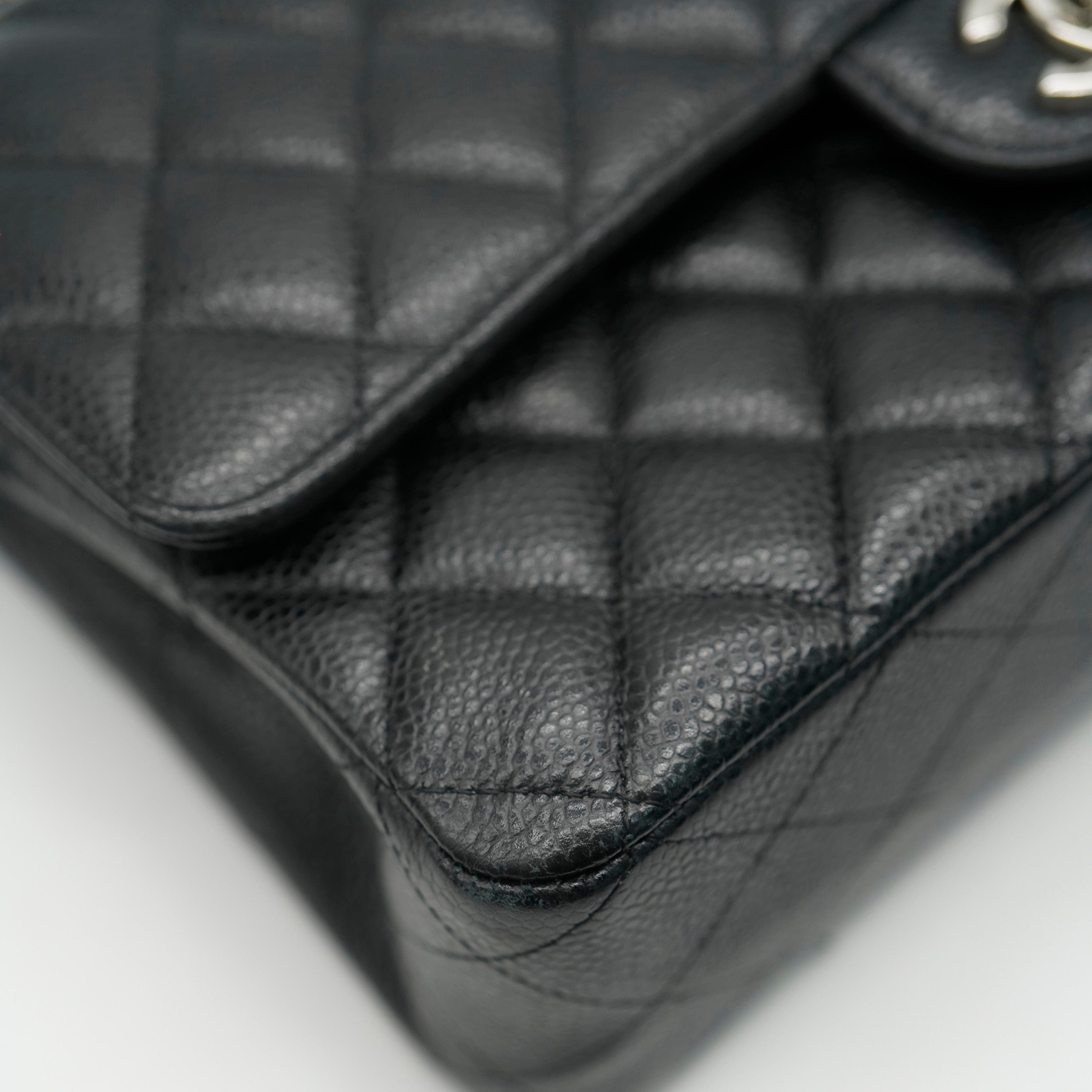 Chanel Black Quilted Caviar Medium Classic Double Flap Bag