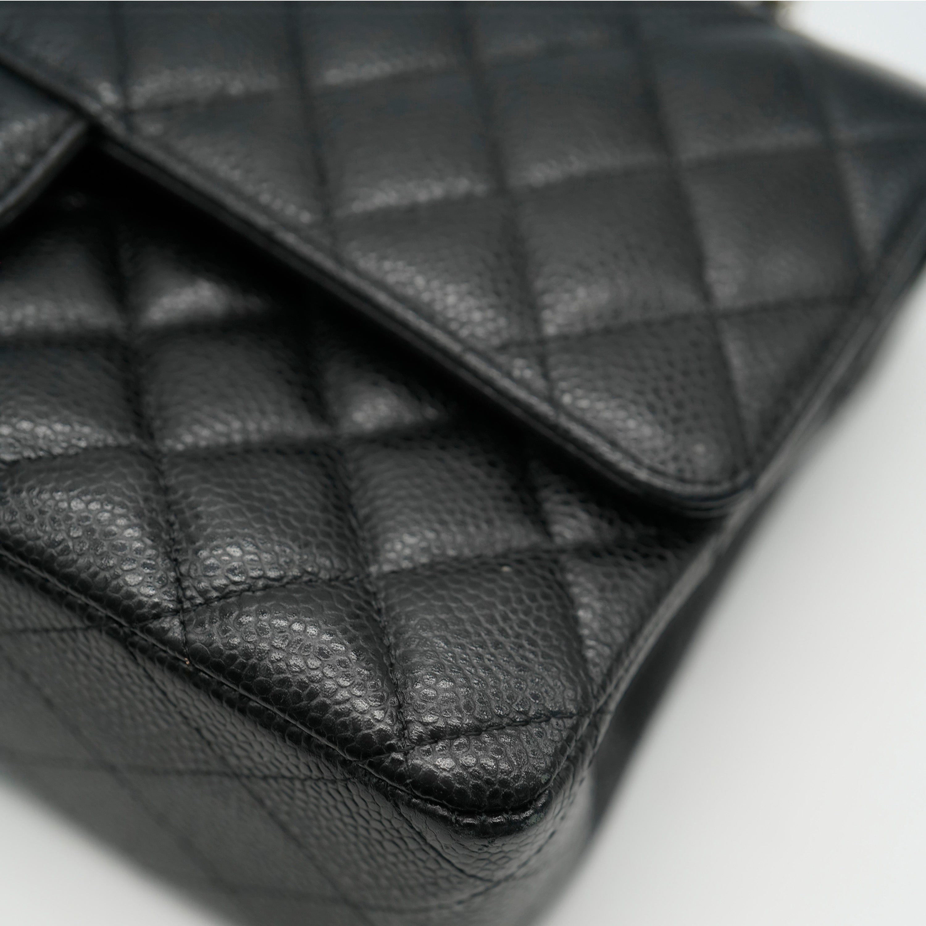 Chanel Black Quilted Caviar Medium Classic Double Flap Bag